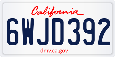 CA license plate 6WJD392