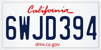 CA license plate 6WJD394