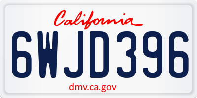 CA license plate 6WJD396