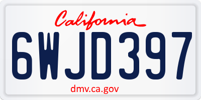 CA license plate 6WJD397