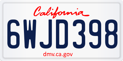 CA license plate 6WJD398