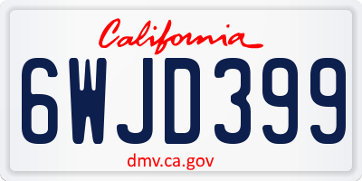 CA license plate 6WJD399