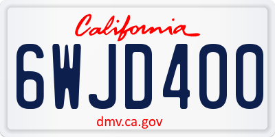 CA license plate 6WJD400