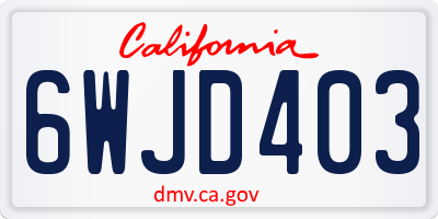CA license plate 6WJD403