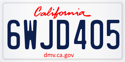 CA license plate 6WJD405