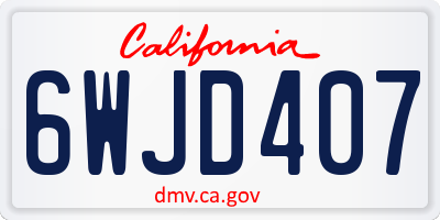 CA license plate 6WJD407