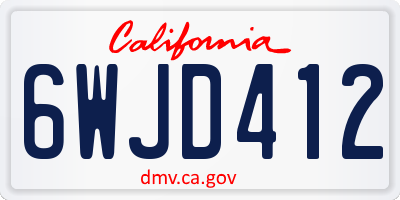 CA license plate 6WJD412