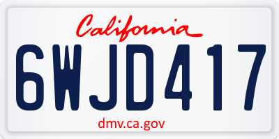 CA license plate 6WJD417