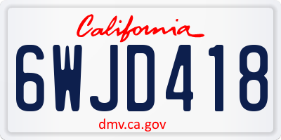 CA license plate 6WJD418