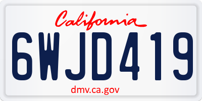 CA license plate 6WJD419