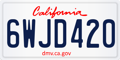 CA license plate 6WJD420
