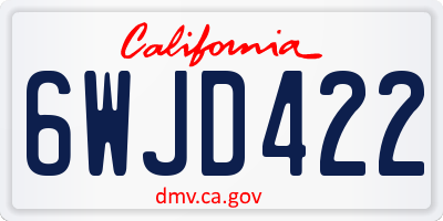CA license plate 6WJD422