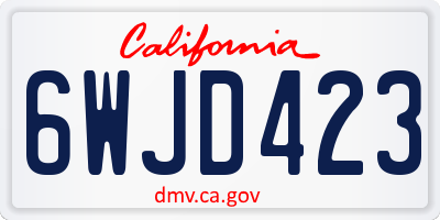 CA license plate 6WJD423