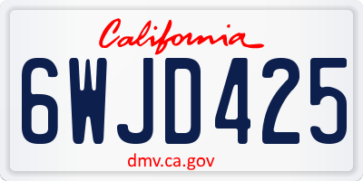 CA license plate 6WJD425