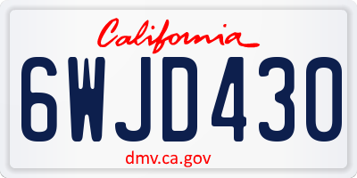 CA license plate 6WJD430