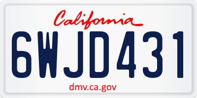 CA license plate 6WJD431