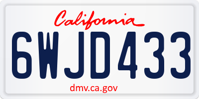 CA license plate 6WJD433
