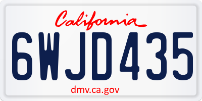 CA license plate 6WJD435