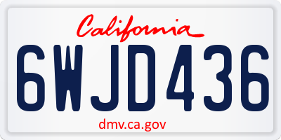 CA license plate 6WJD436