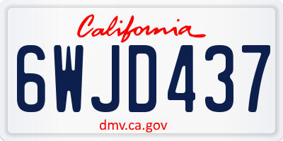 CA license plate 6WJD437