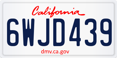 CA license plate 6WJD439