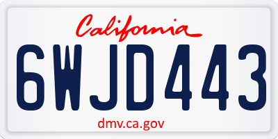 CA license plate 6WJD443