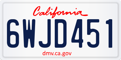 CA license plate 6WJD451
