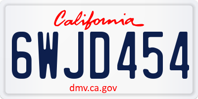 CA license plate 6WJD454