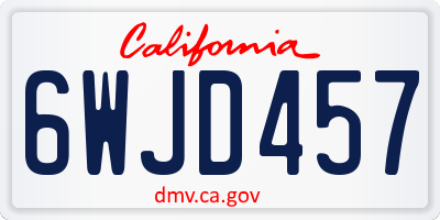 CA license plate 6WJD457