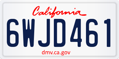 CA license plate 6WJD461