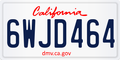 CA license plate 6WJD464