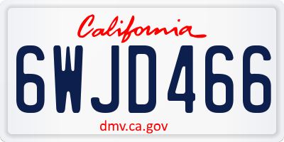 CA license plate 6WJD466