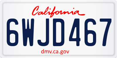 CA license plate 6WJD467