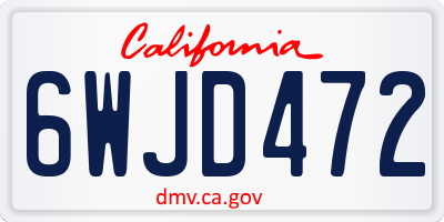 CA license plate 6WJD472