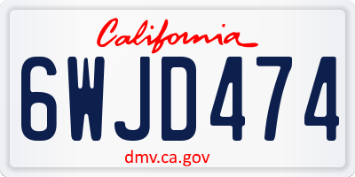 CA license plate 6WJD474