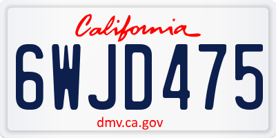 CA license plate 6WJD475