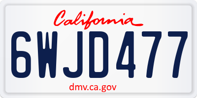 CA license plate 6WJD477