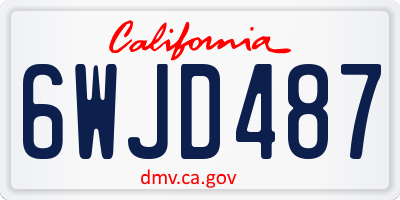 CA license plate 6WJD487