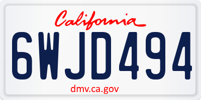 CA license plate 6WJD494