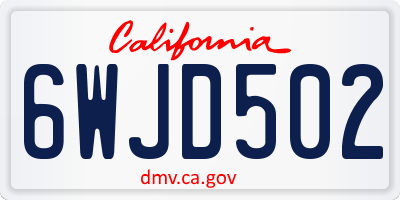 CA license plate 6WJD502