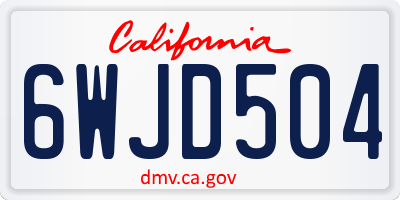 CA license plate 6WJD504