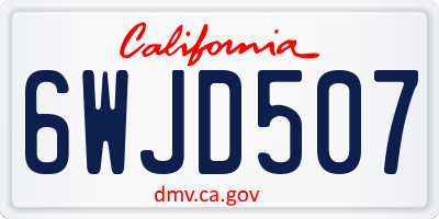 CA license plate 6WJD507