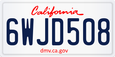 CA license plate 6WJD508