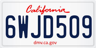 CA license plate 6WJD509