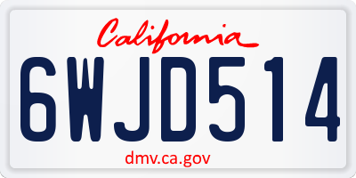 CA license plate 6WJD514