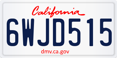 CA license plate 6WJD515