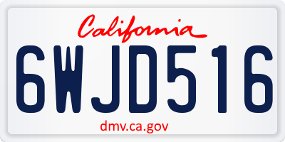 CA license plate 6WJD516