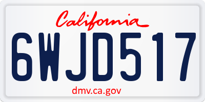 CA license plate 6WJD517