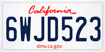 CA license plate 6WJD523
