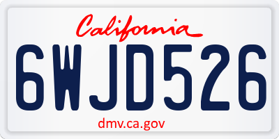 CA license plate 6WJD526